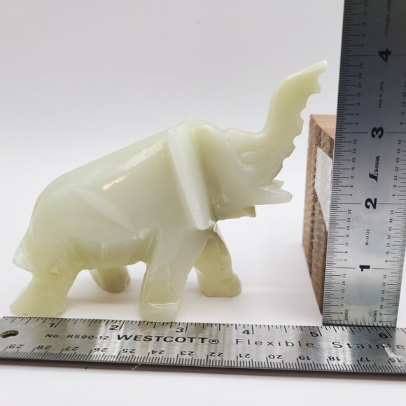 FINAL CLEARANCE Vintage Carved Stone Onyx Elephant Figurine Trunk Up Good Luck - Picture 11 of 12